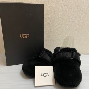 UGG Fluff IT Slippers Sandals Black SLIP ON Shearling unisex size M5/W6